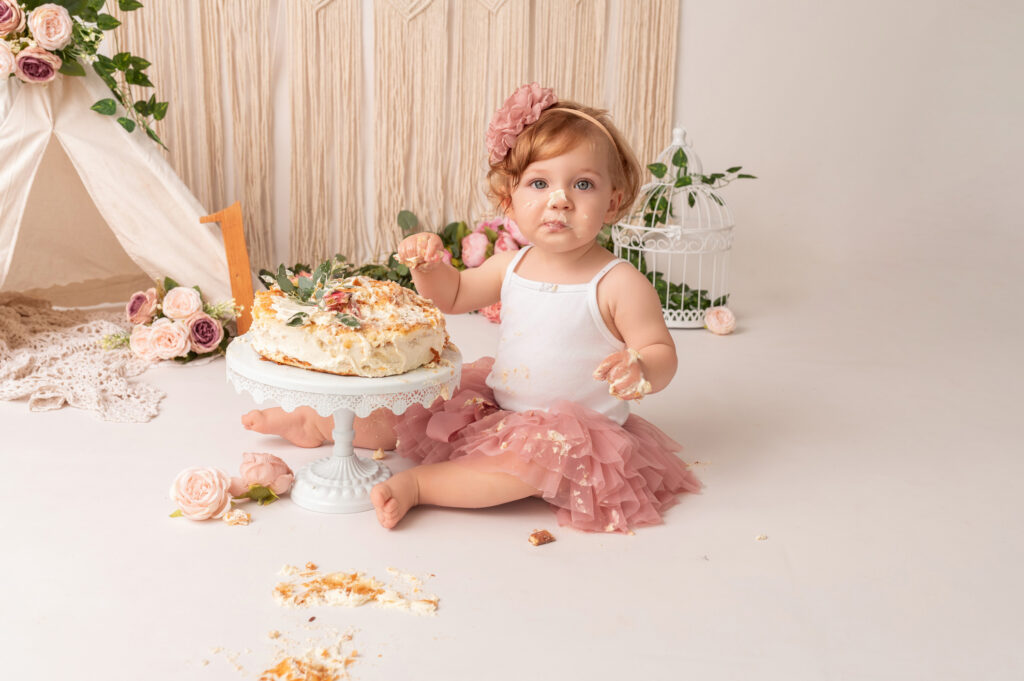 Cake Smash Shooting alt rosa Prinzessin Set